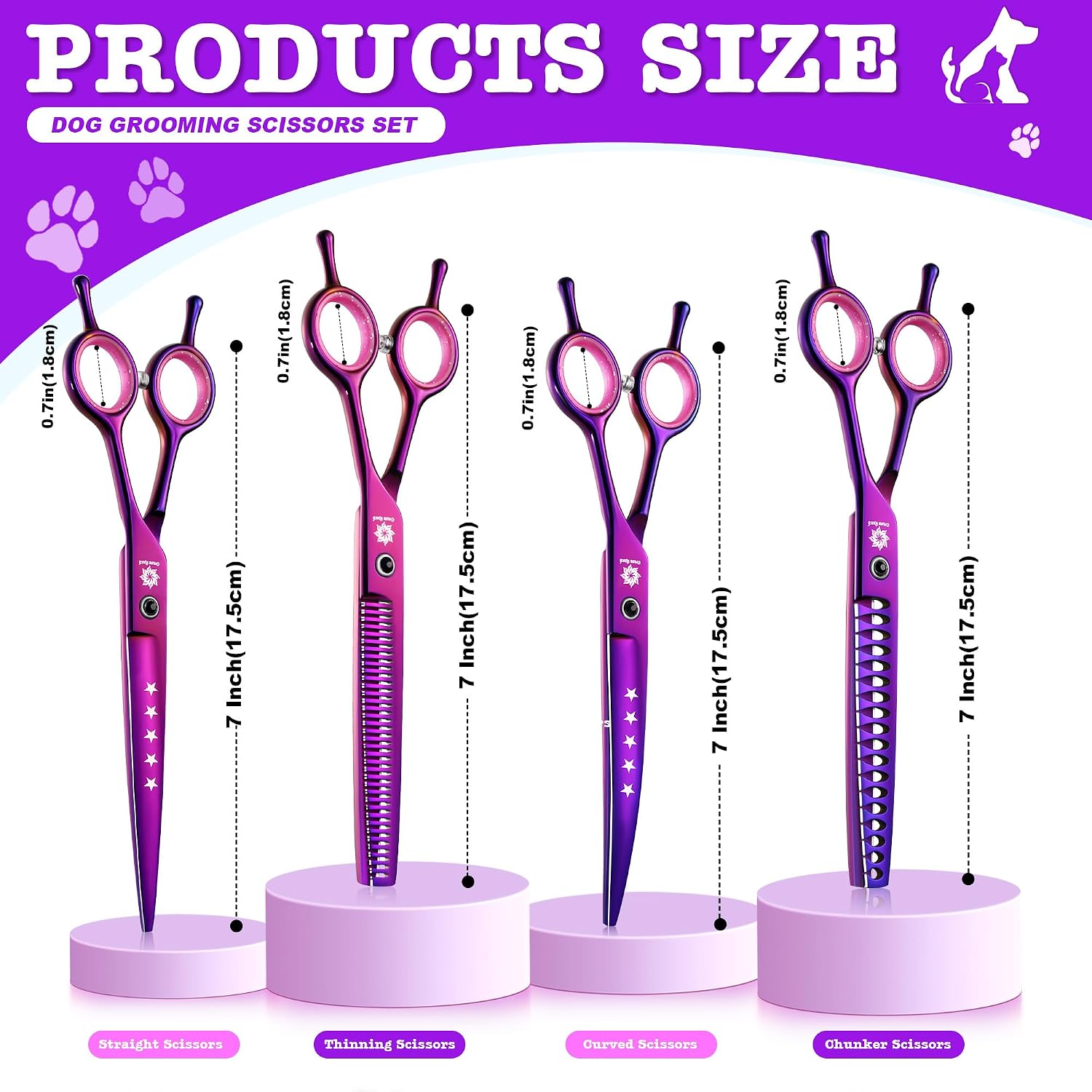 Thumbnail 4 de Dream Reach 7" Dog Grooming Scissors Kit — professional set ✂