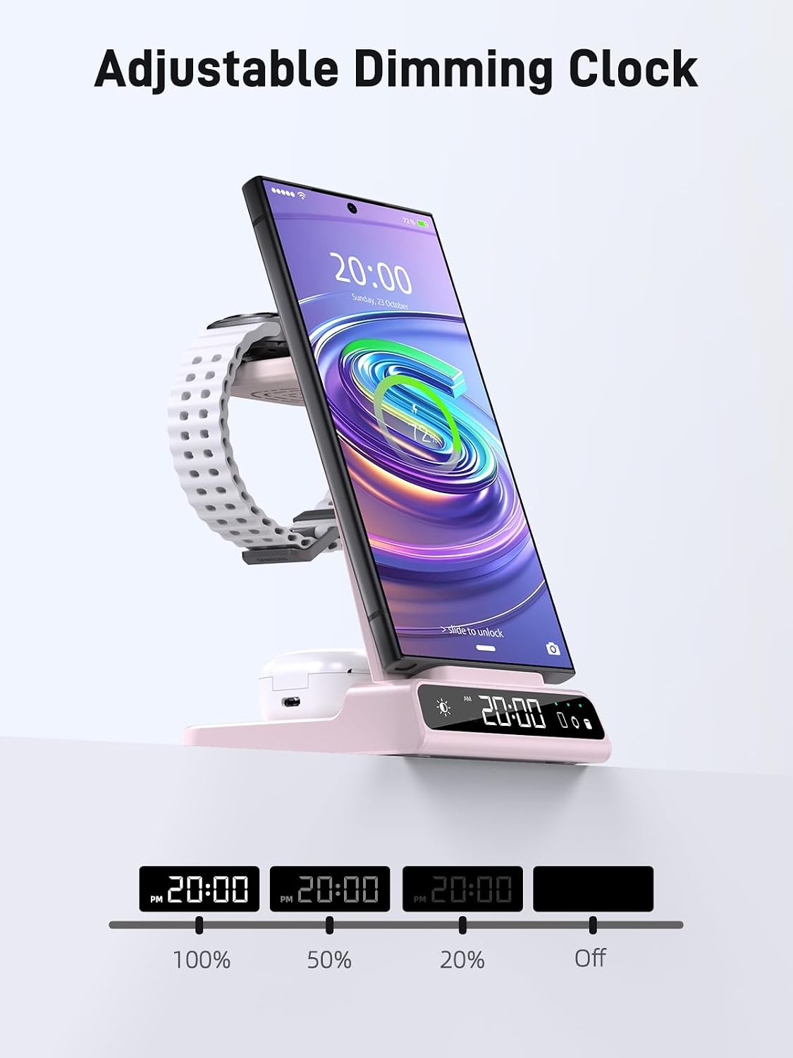 Detalle de Station de charge induction 3 en 1 Samsung : chargeur sans fil pour Galaxy S24 Ultra, Watch Ultra et Buds 3 Pro