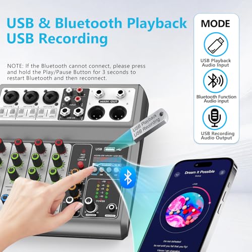 Thumbnail 3 de Aveek Mezclador de Audio 5Canales con Interfaz de Grabación para PC Soundboard