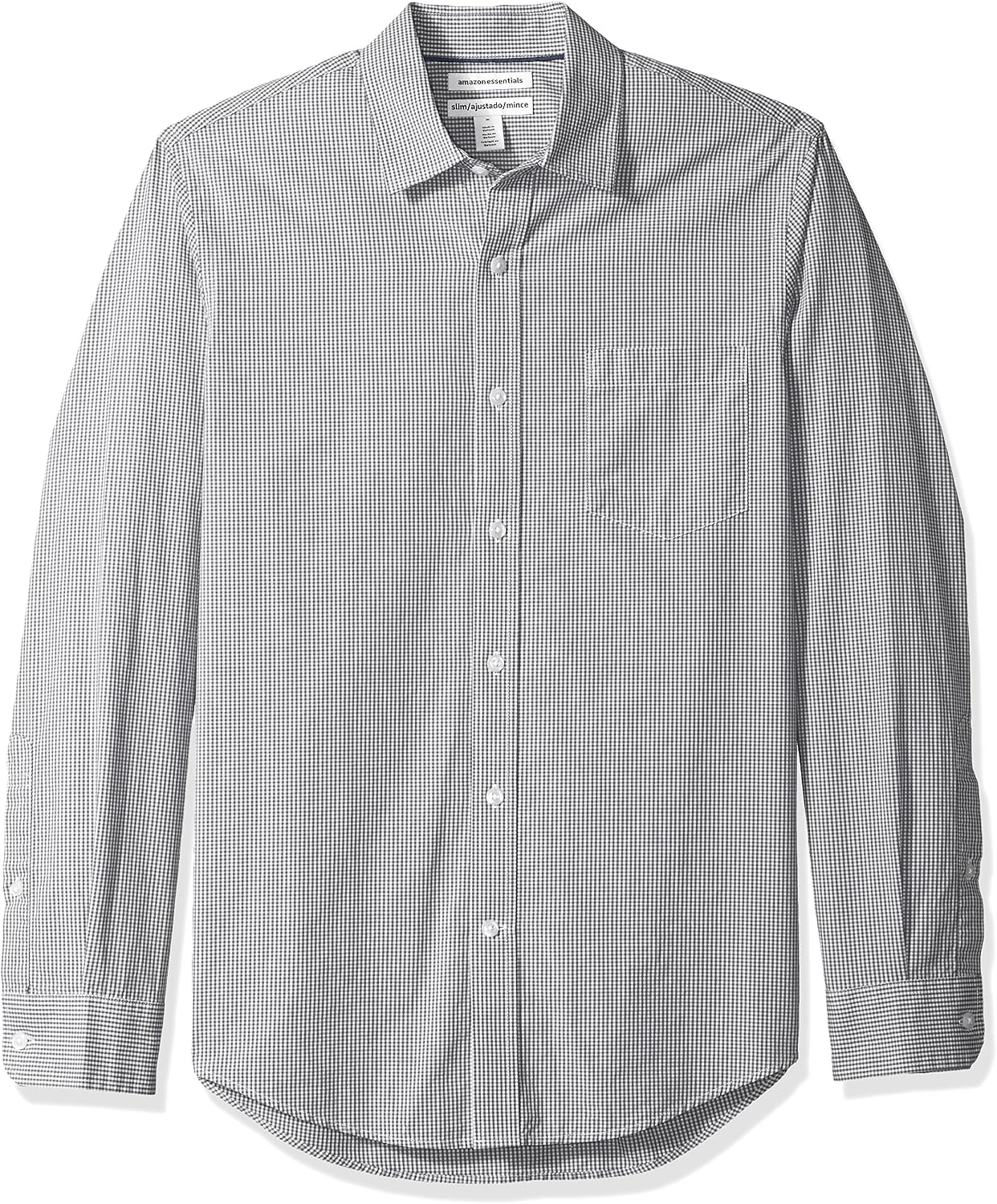 Detalle 2 de Amazon Essentials Men’s Slim-Fit Long-Sleeve Poplin Gingham Shirt with Pocket