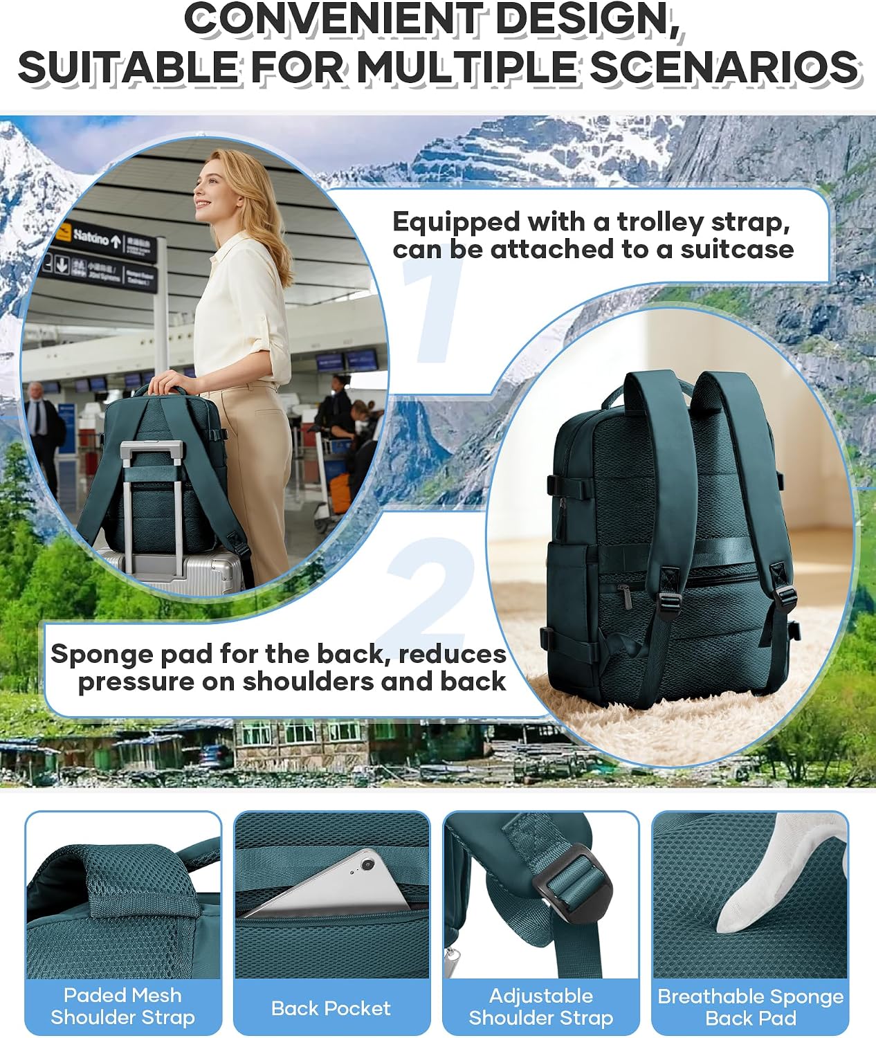 Detalle de BJLFS Zaino da Cabina 40×30×20 cm: compatibile Ryanair e viaggi quotidiani