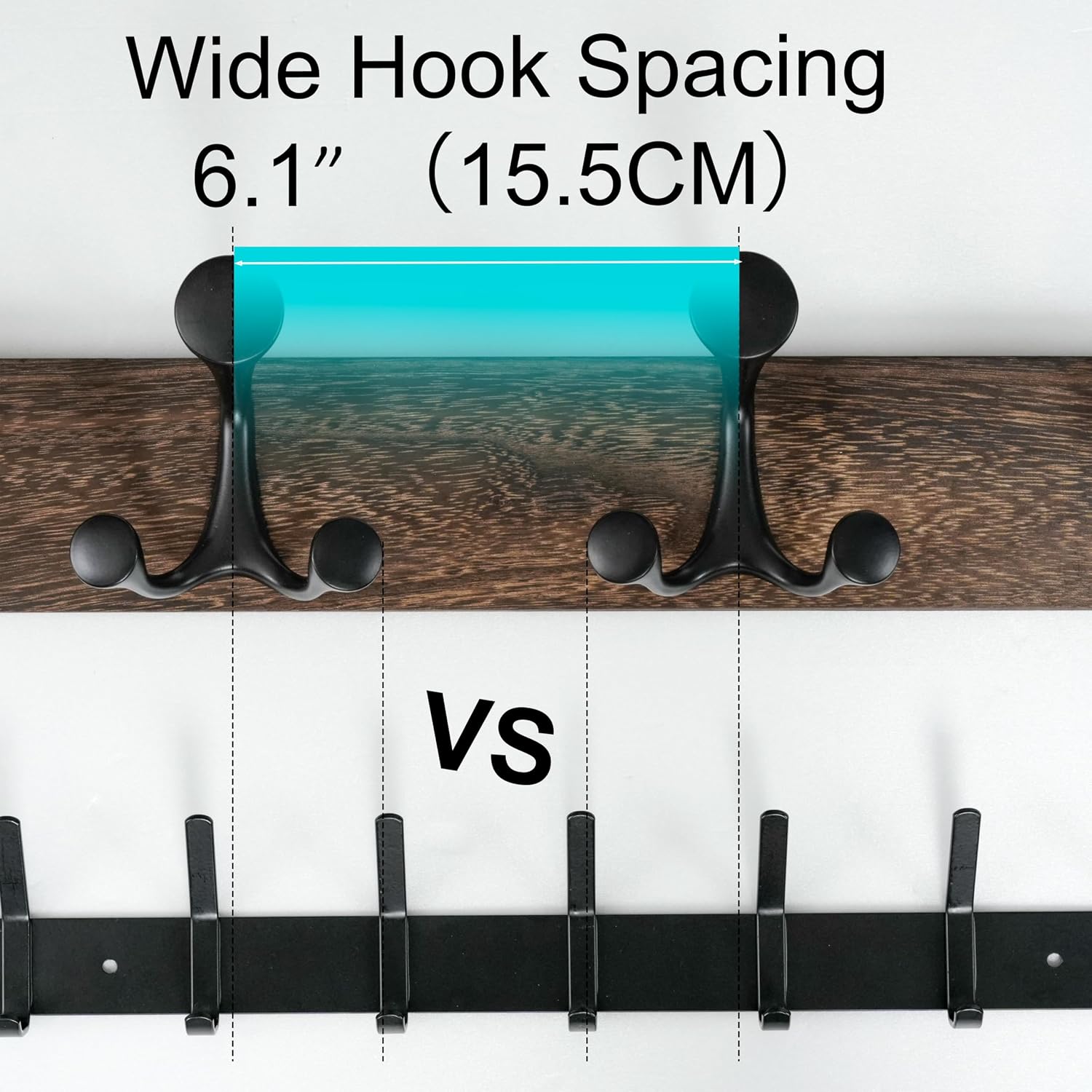 Detalle 2 de WEBI WB-3Y-FHHG62 Solid Wood Wall Coat Rack, 36-Inch, Weathered Brown, 2-Pack