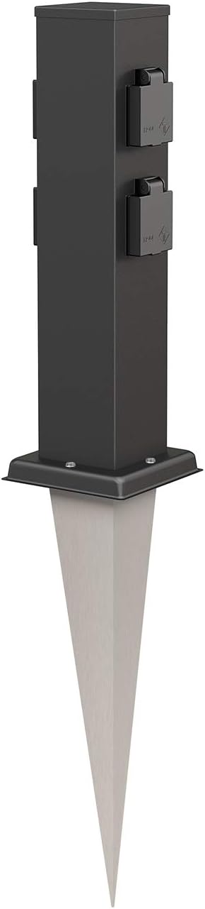 Detalle de Garten-Steckdosen-Säule Polly – 4-fach, Erdspieß, Edelstahl, IP44, 40 cm