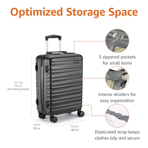 Detalle de Amazon Basics Hard Shell Cabin Suitcase (55 x 40 x 20 cm) – ABS, Scratch-Resistant & Lightweight