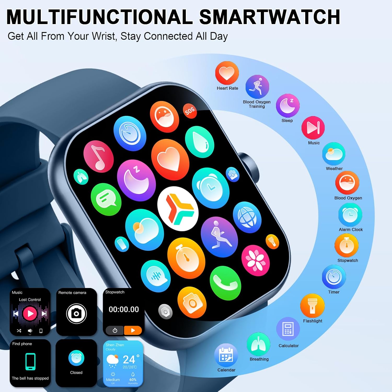 Detalle de Jugeman Smart Watch for Men & Women: 1.96-inch Calls, 113+ Sports Modes, IP68 Waterproof