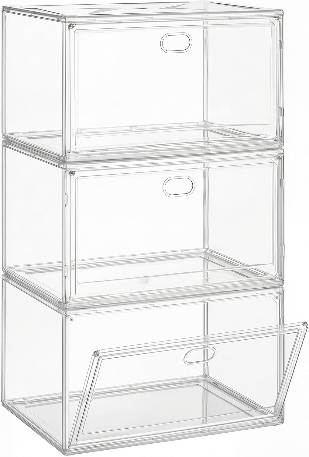 SongMics Scatole per Scarpe Impilabili Trasparenti LSP703WH02 – Set da 3