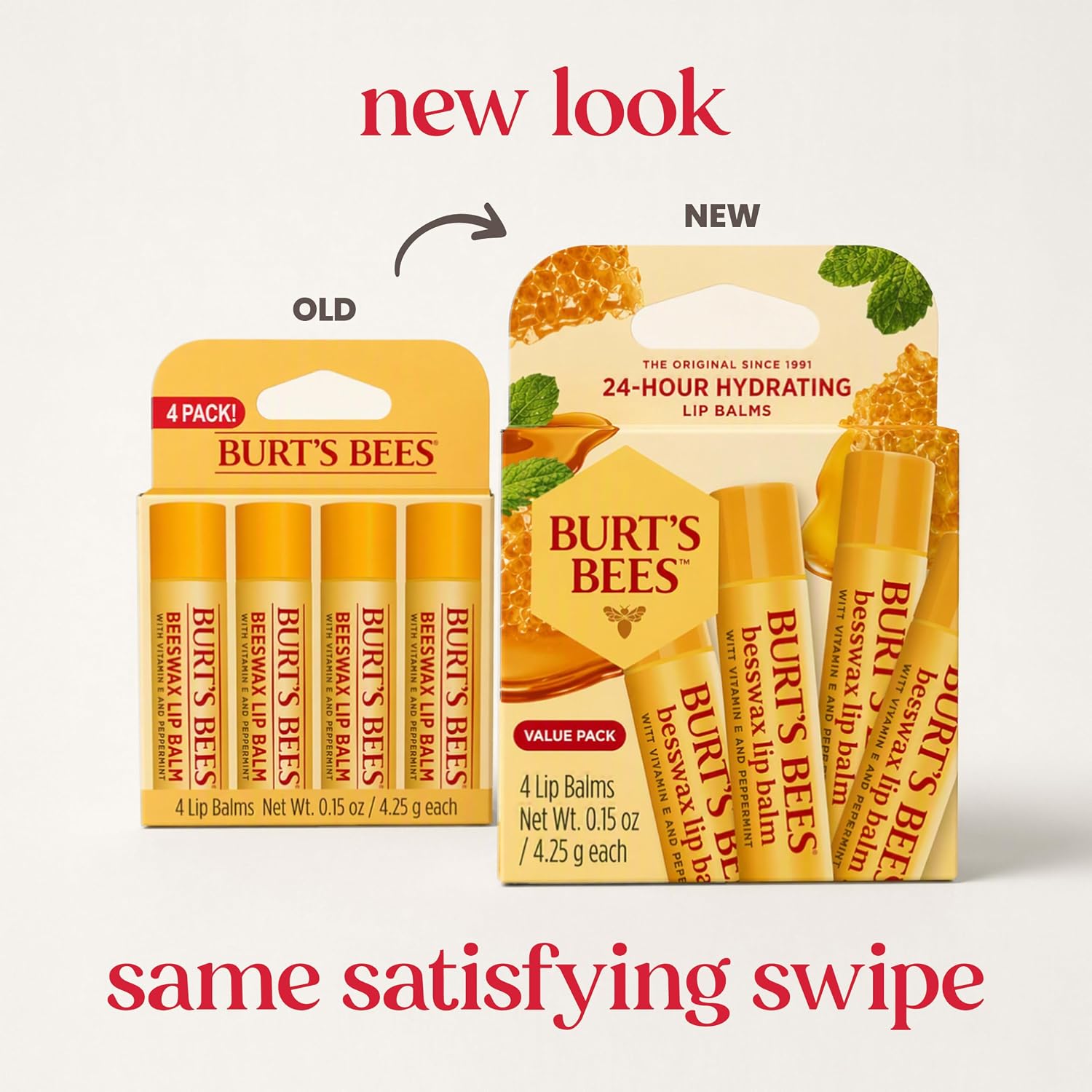 Thumbnail 1 de Burt's Bees 100% Natural Moisturizing Lip Balm (Original Beeswax) — Peppermint, 4 x 0.15 oz