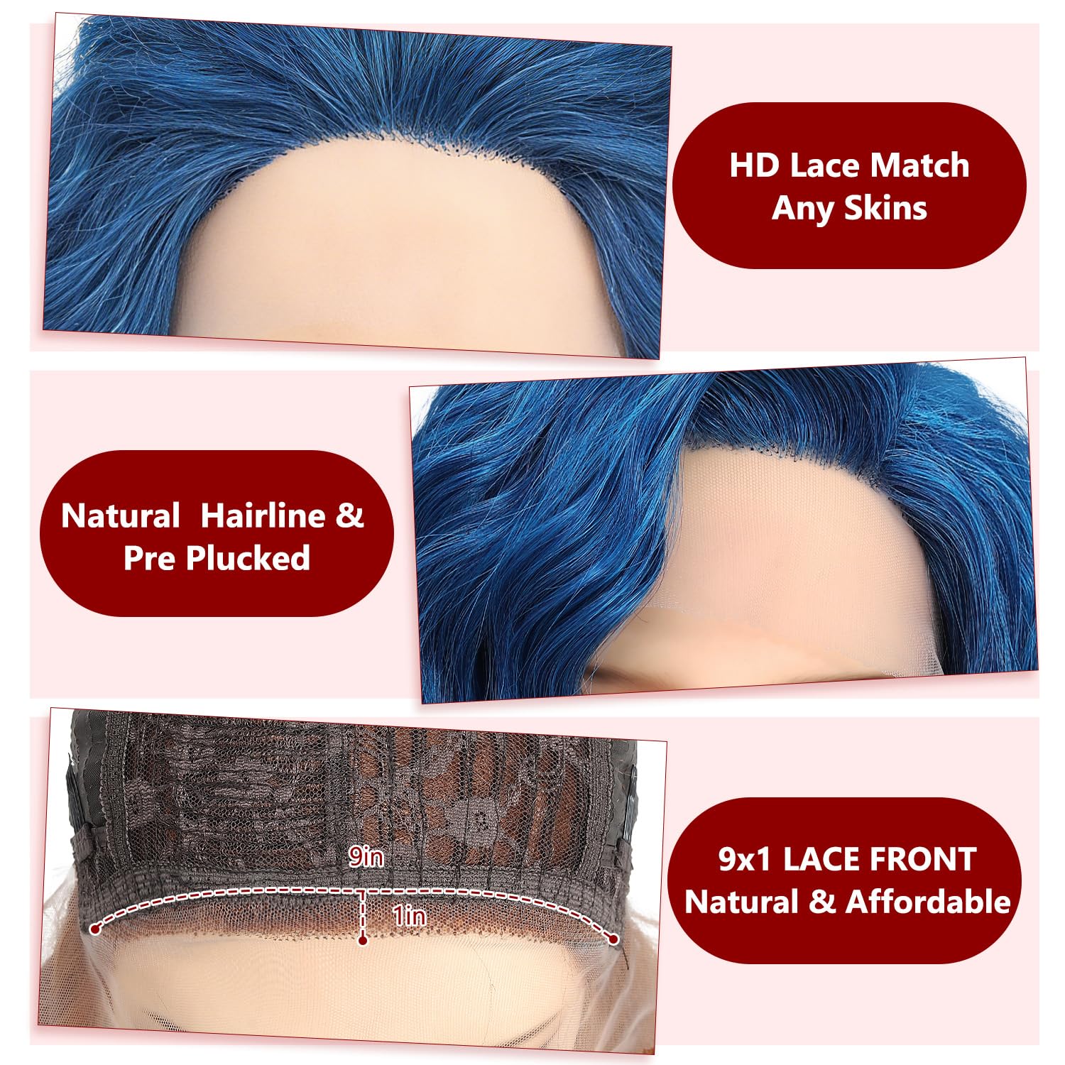 Detalle 1 de Bkiyyi Synthetic Bob Wig, 14-Inch