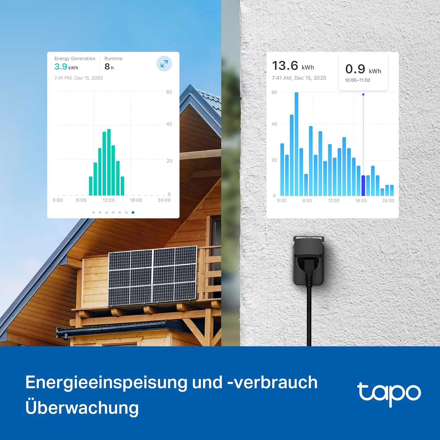 Detalle de Tapo P410M WLAN Outdoor Steckdose mit Stromzähler (IP54, Matter, 2,4 GHz)