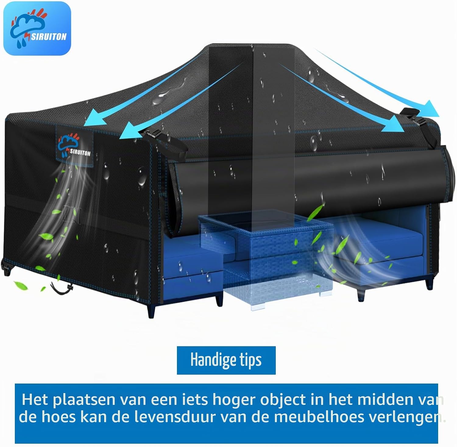 Thumbnail 4 de SIRUITON AMK000528_200x200x90_S tuinmeubelhoes 420D, met ventilatieopening