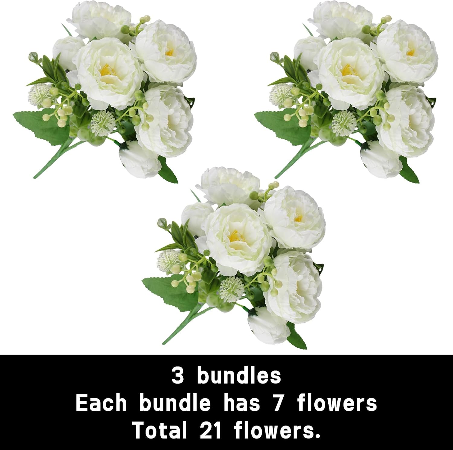 Detalle de astylishome 3-Pack Red Rose Artificial Flowers with Stems – Silk Craft Roses for Decor