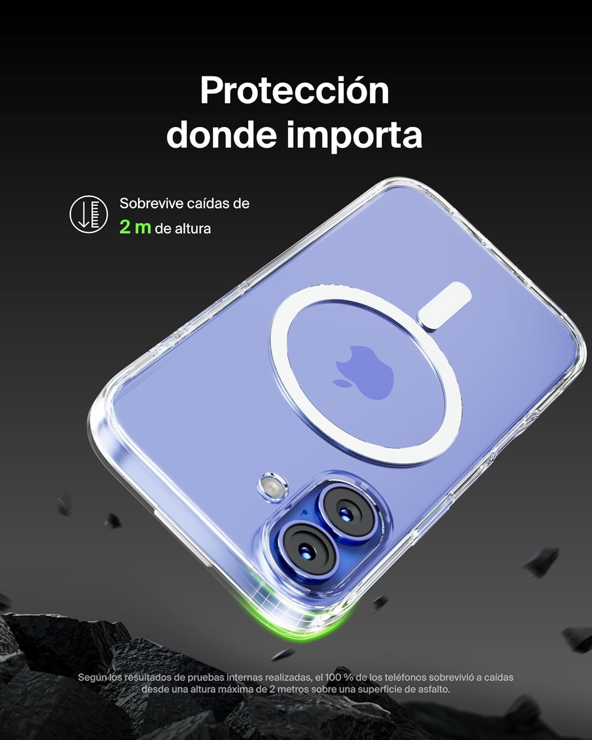 Detalle de Belkin SheerForce Funda iPhone 16 📱 Transparente MagSafe