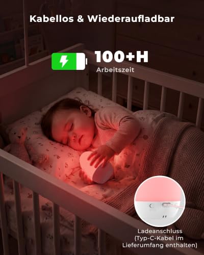 Detalle de FULNIX Nachtlicht für Babyzimmer, dimmbare Eierlampe mit 14 RGB-Farben