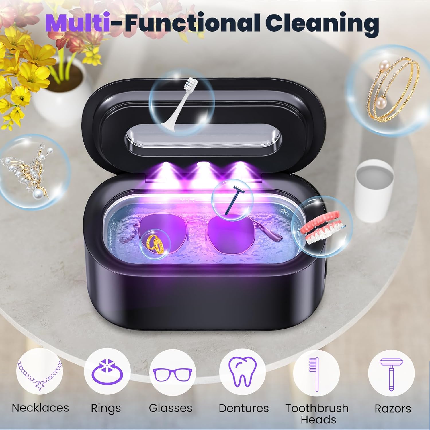 Detalle de Ultrasonic Jewelry Cleaner (48KHz) 30W Professional Ultrasonic Cleaner with Dual Cleaning Modes and Digital Timer