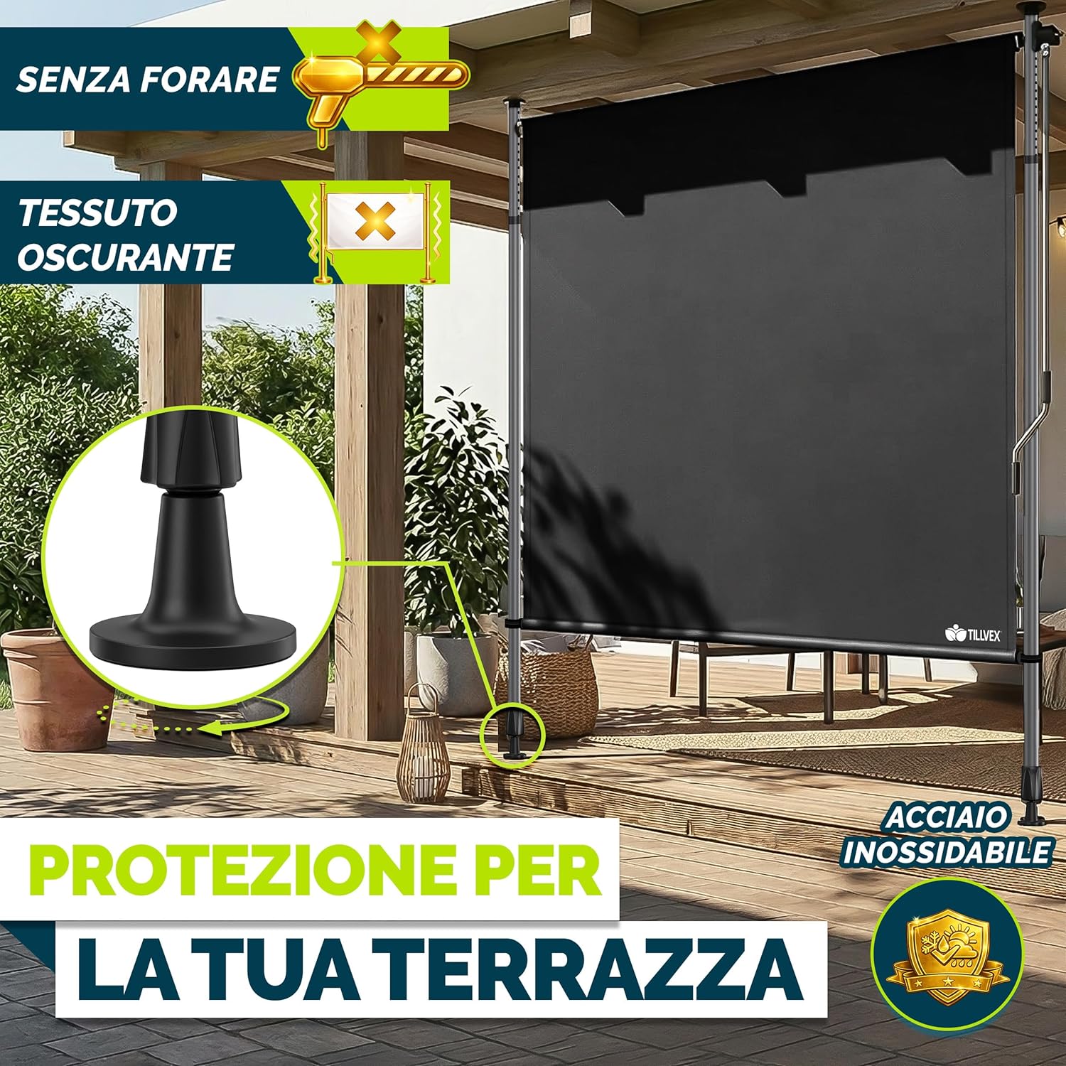 Thumbnail 3 de tillvex Tenda da sole verticale 120x310 cm per balcone 🏡