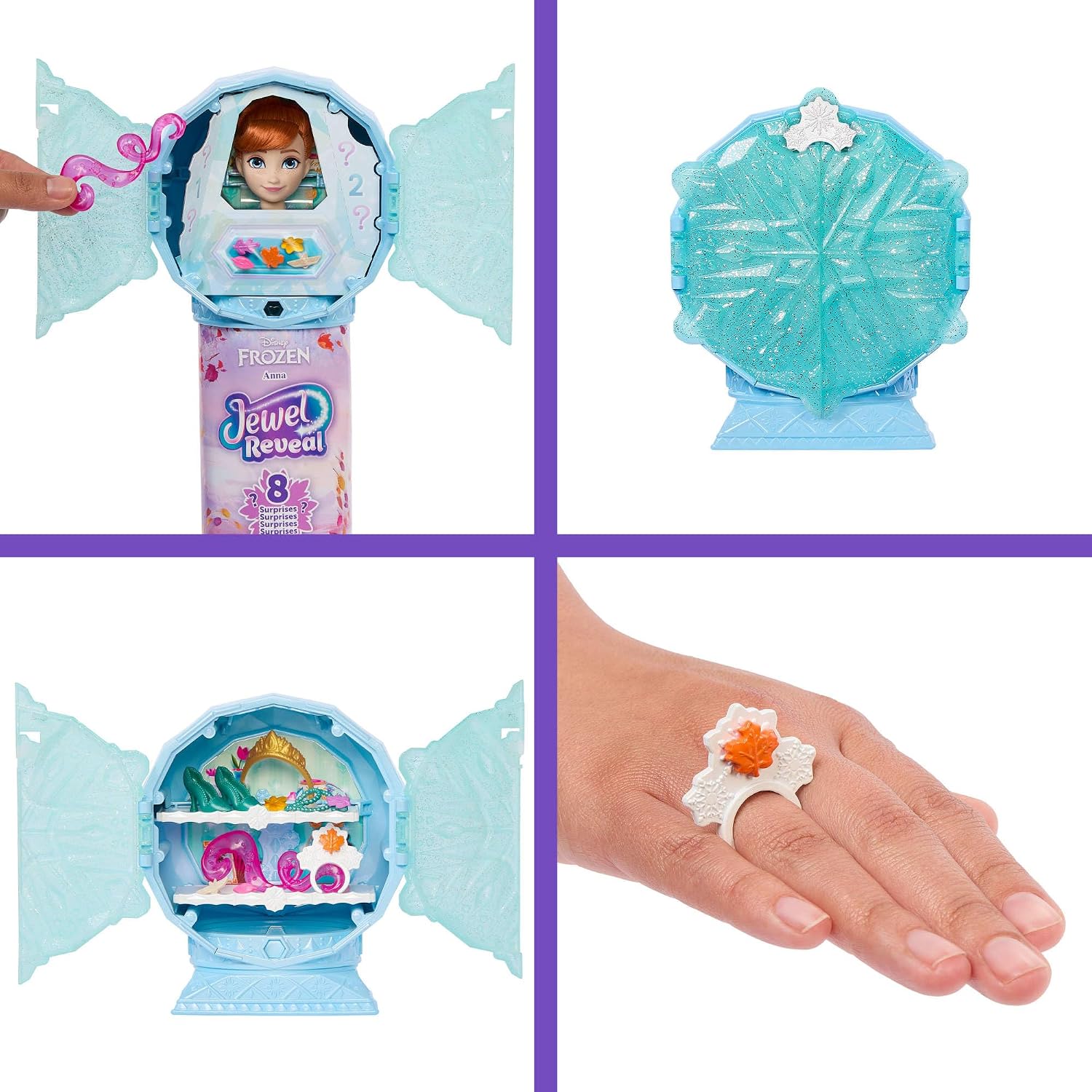 Detalle 2 de Mattel Disney Frozen Anna Jewel Reveal (JJY37) con 9 accessori e 8 sorprese