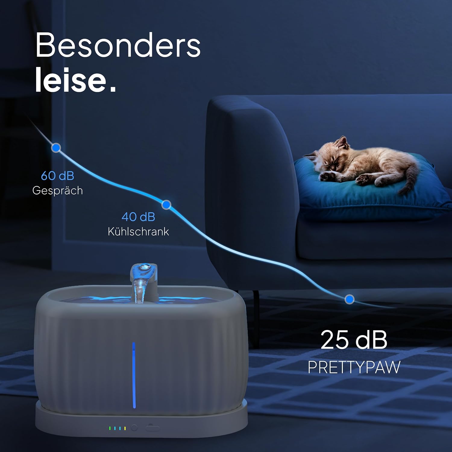 Detalle 2 de Pretty Paw Pure Flow Max kabelloser Katzenbrunnen 3L đ§