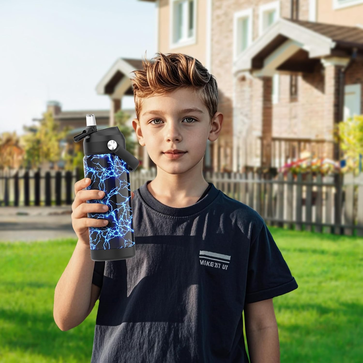 Thumbnail 4 de Ntswasd Boys Water Bottle with Straw (18 oz) — Insulated Stainless Steel Leak Proof Kids Cup