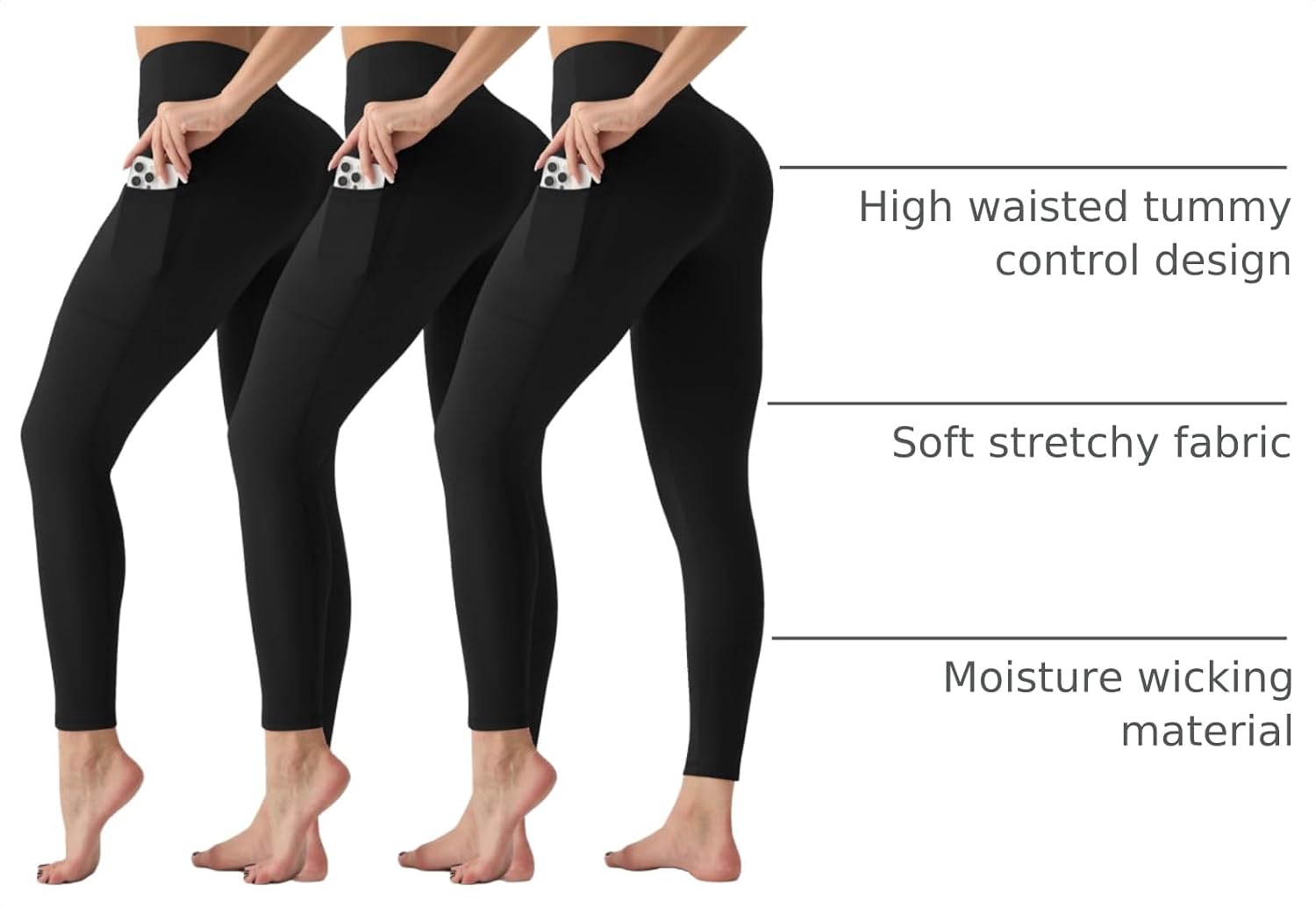 Detalle 2 de 3 Pack Leggings with Pockets 3-Pack