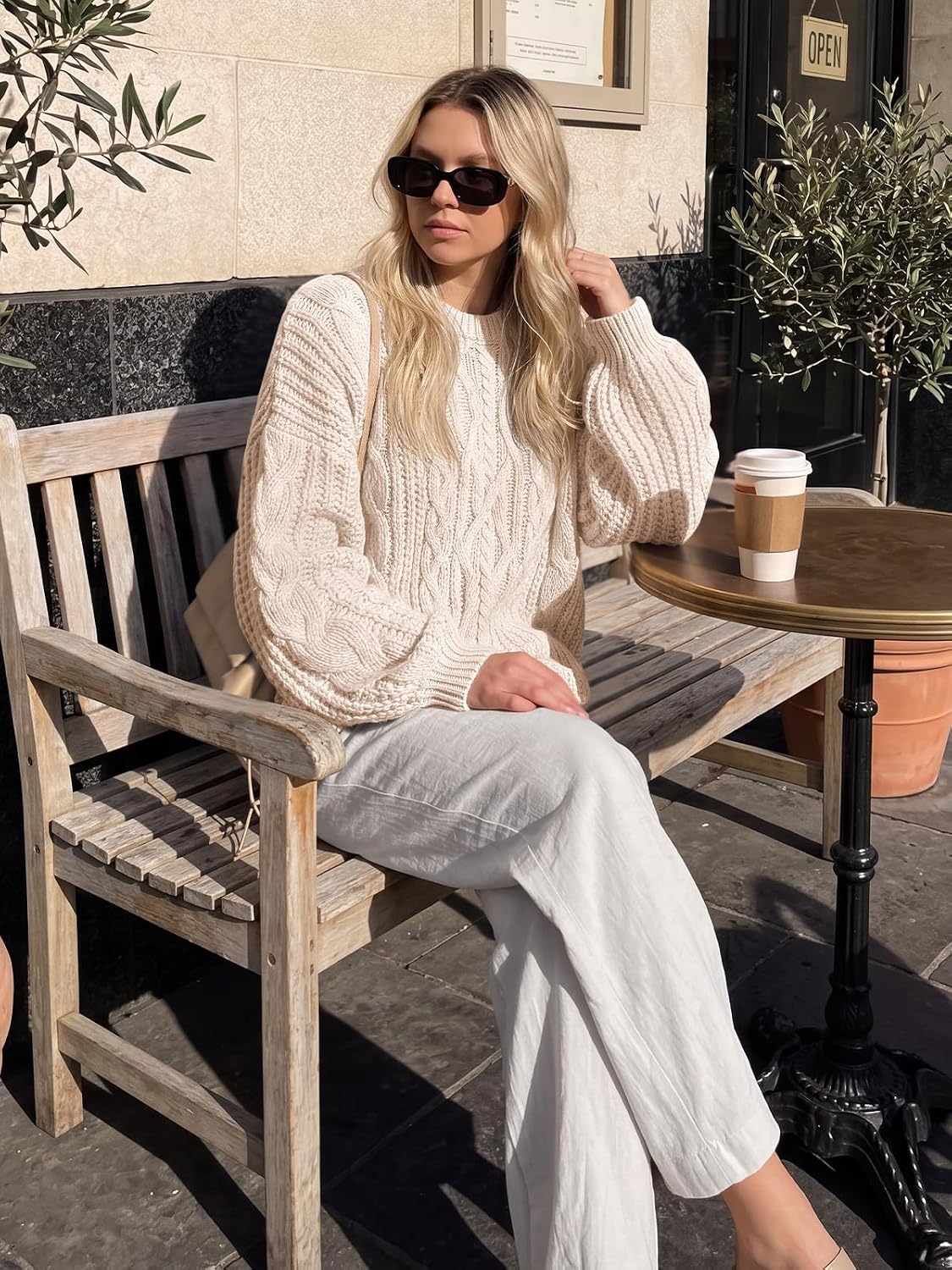 Thumbnail 5 de Trendy Queen Cable Knit Sweater Cotton Blend