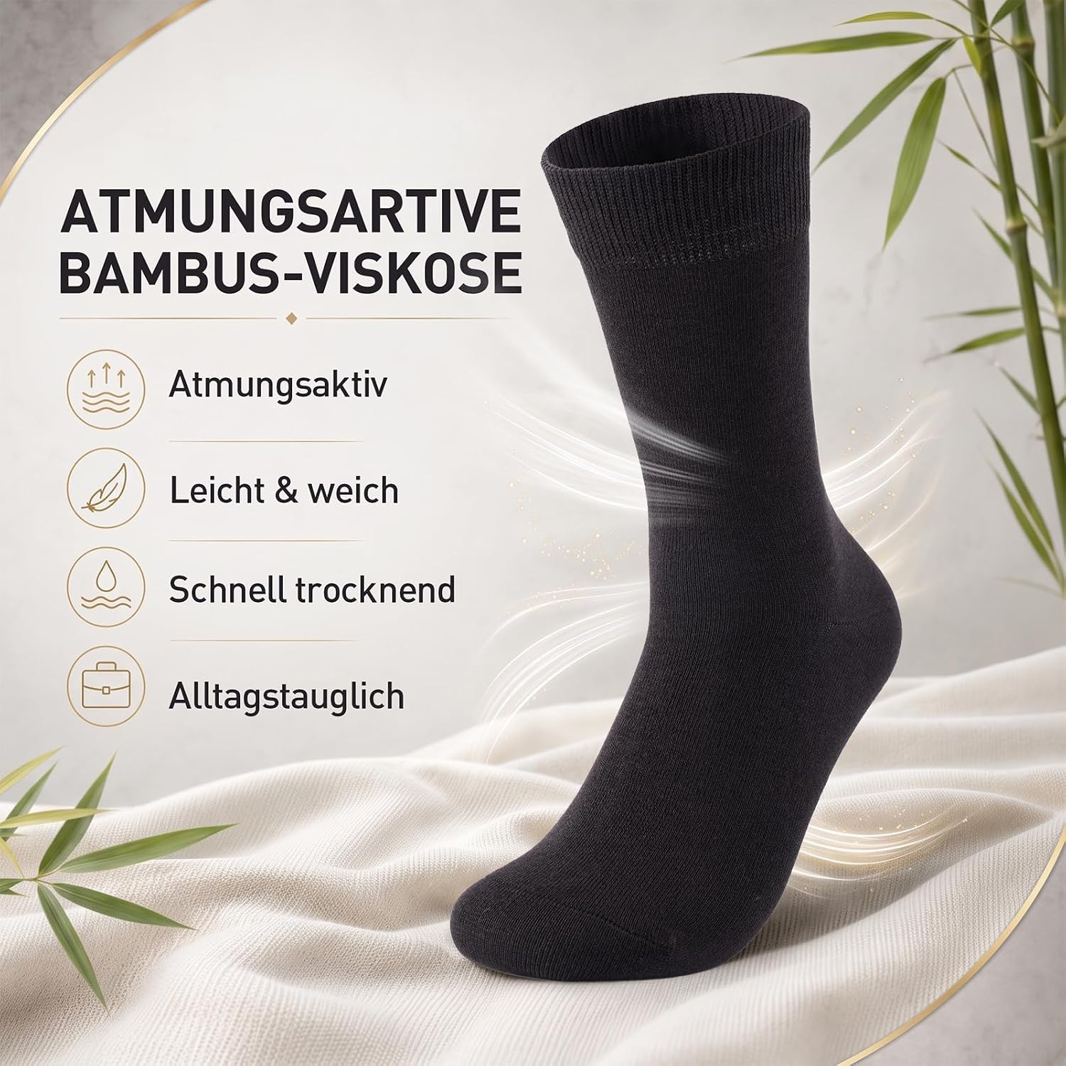 Detalle de SukModen Unisex Crew Socks, Cotton and Bamboo Blend, Flat Toe Seam