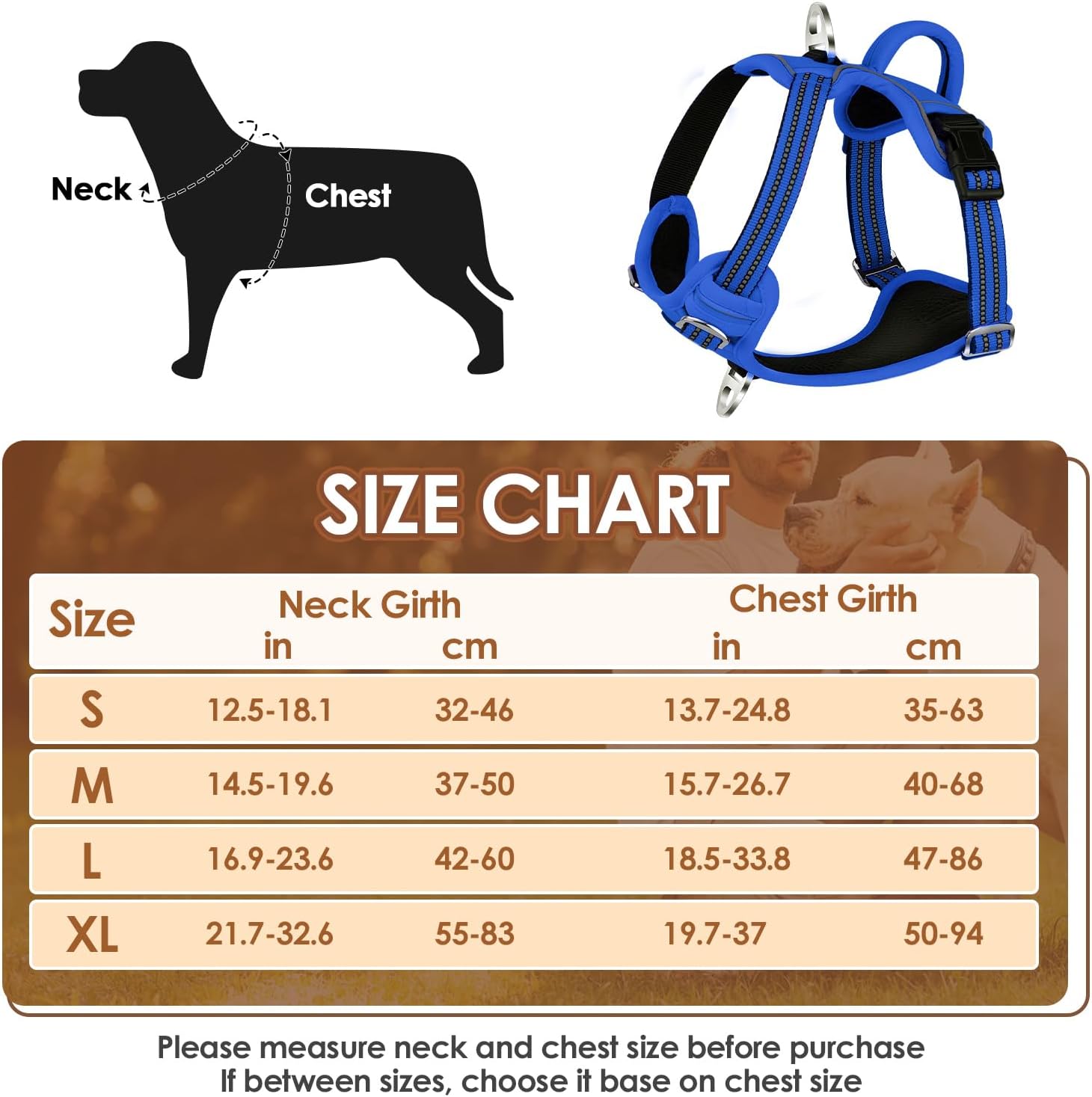 Detalle de Eyein Dog Harness Large Dog – Anti-Pull Adjustable Heavy Duty Vest Harness