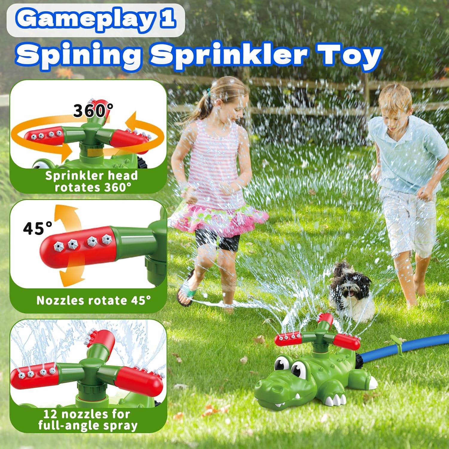 Thumbnail 1 de Intoypad 4-in-1 Water Sprinkler & Baseball Play Set (crocodile sprinkler, bat, balls, water balloons)