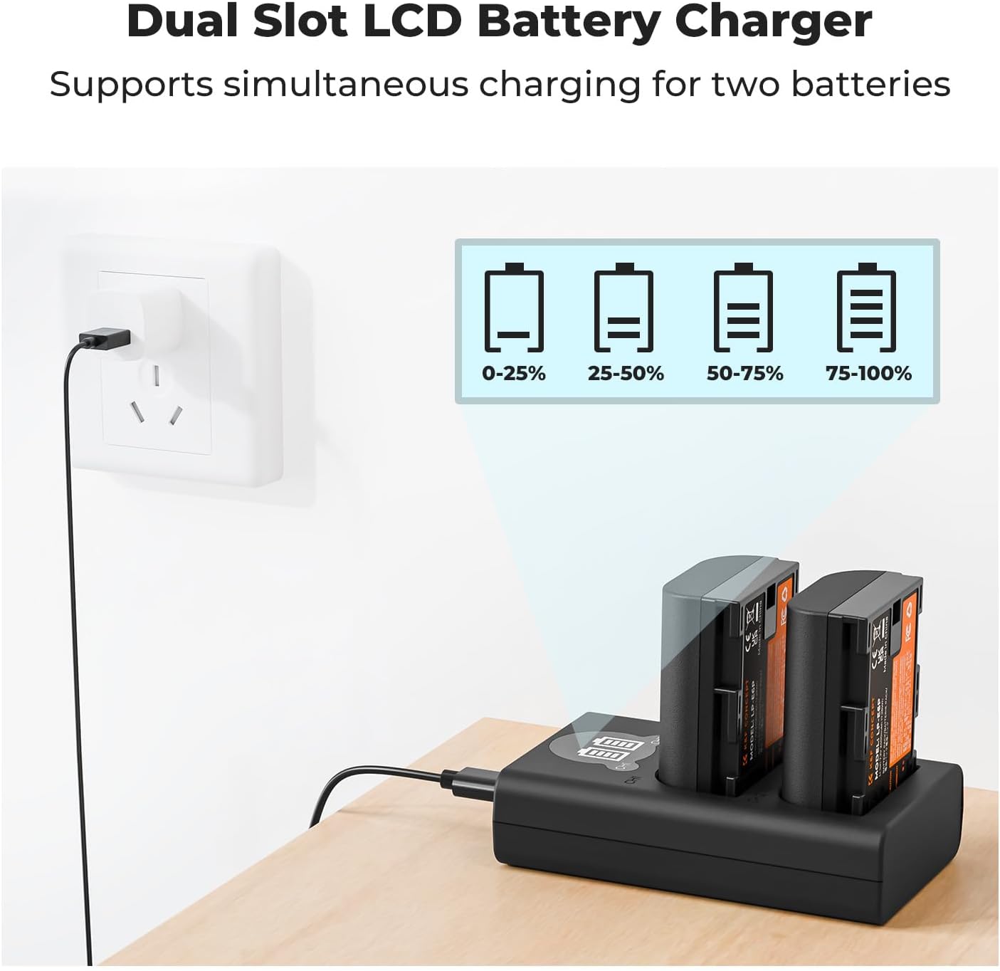 Detalle 2 de K&F CONCEPT LP-E6P 2400mAh Kamera-Akku