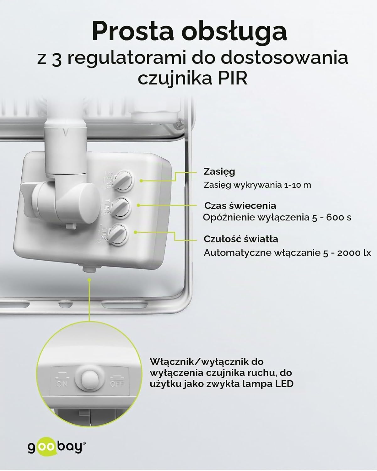 Thumbnail 4 de goobay 53878 reflektor LED 10 W, 850 lm, z czujnikiem ruchu IP44