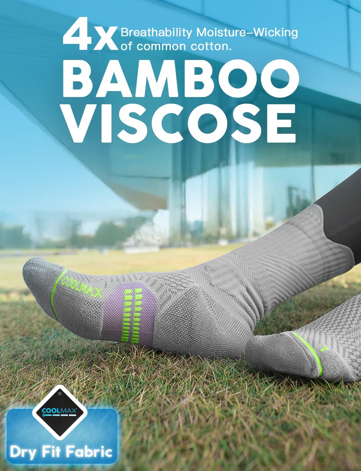 Thumbnail 2 de Juclise Women’s Coolmax Bamboo Viscose Compression Crew Socks (15–20mmHg) for Running, Hiking & Sports