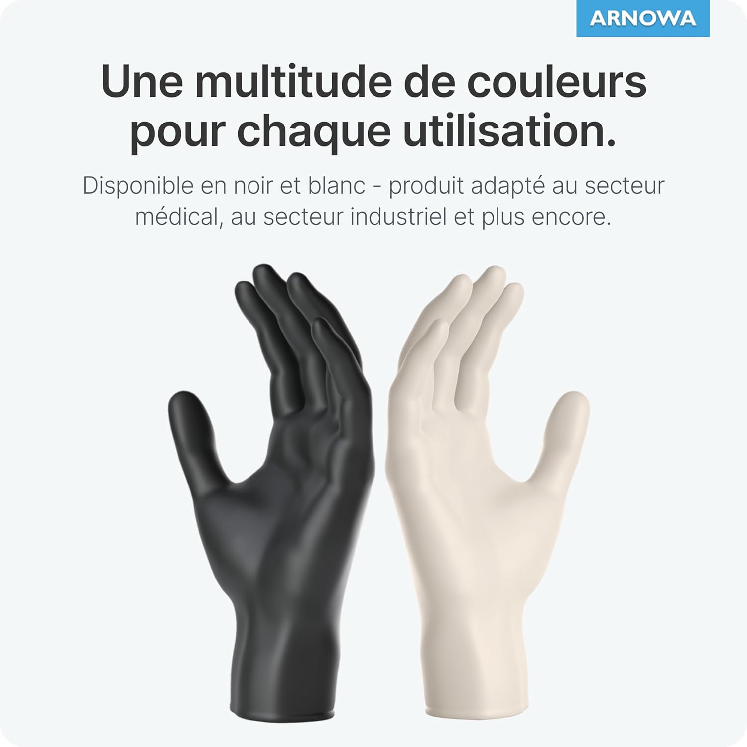 Thumbnail 6 de ARNOMED 100x gants jetables en latex blancs – taille M, non poudrés, texturés au bout des doigts