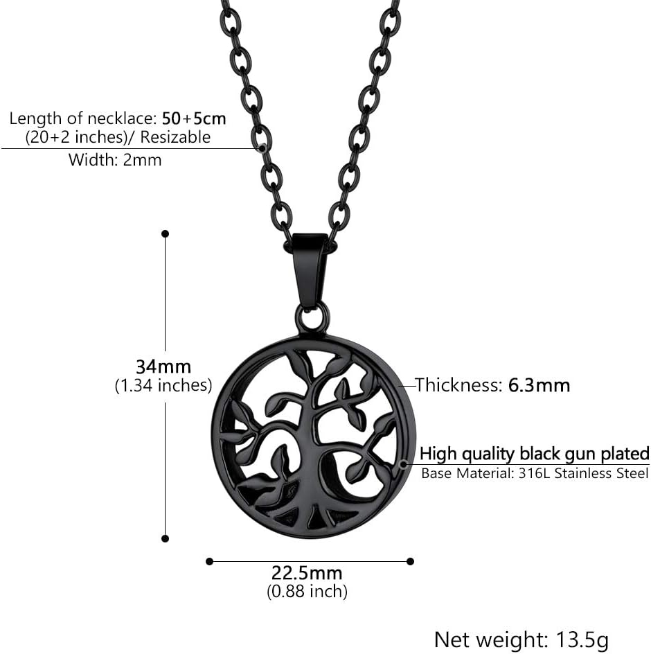 Thumbnail 4 de PROSTEEL Collier urne avec pendentif Arbre de vie (acier inox 316L) personnalisable, chaîne 50 cm ou 55 cm