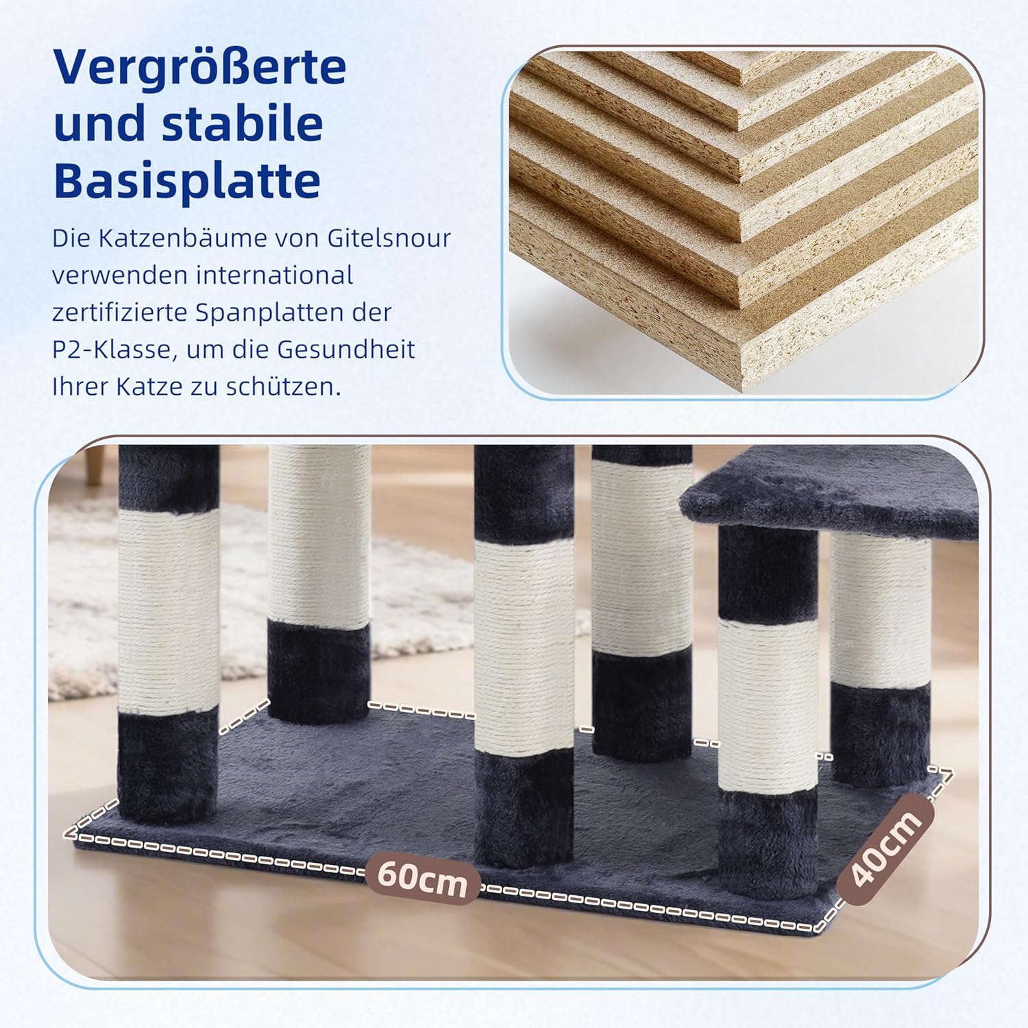 Thumbnail 3 de Gitelsnour Großer Kratzbaum für Innenbereich – stabil, robust und vielseitig