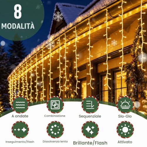 Detalle de Hoteril 10M Tenda Luminosa Natale LED Cascata – Luci Esterno/Interno
