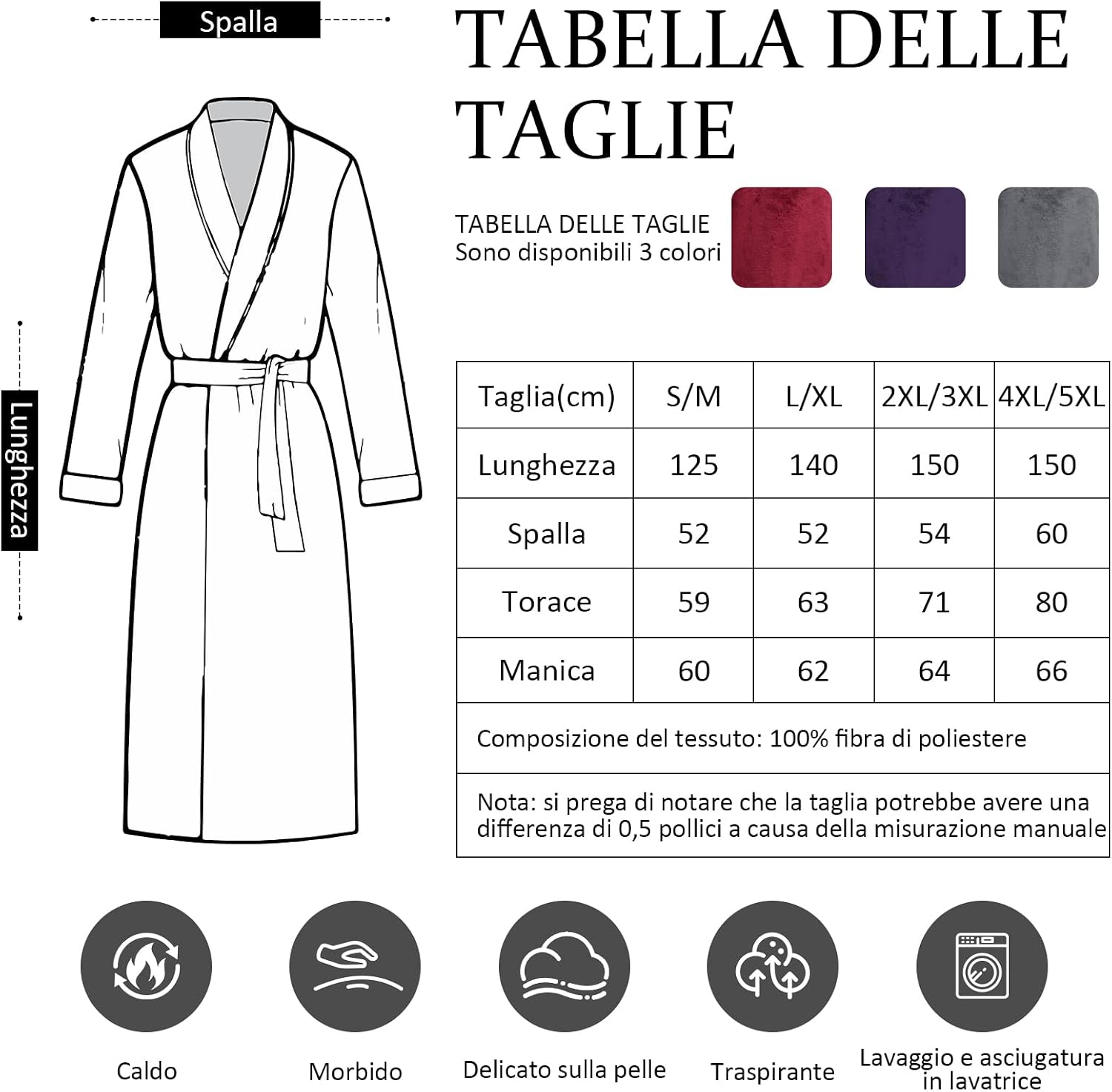 Thumbnail 6 de PUTUO Vestaglia Donna Invernale Lunga con Cappuccio in Microfibra Morbida