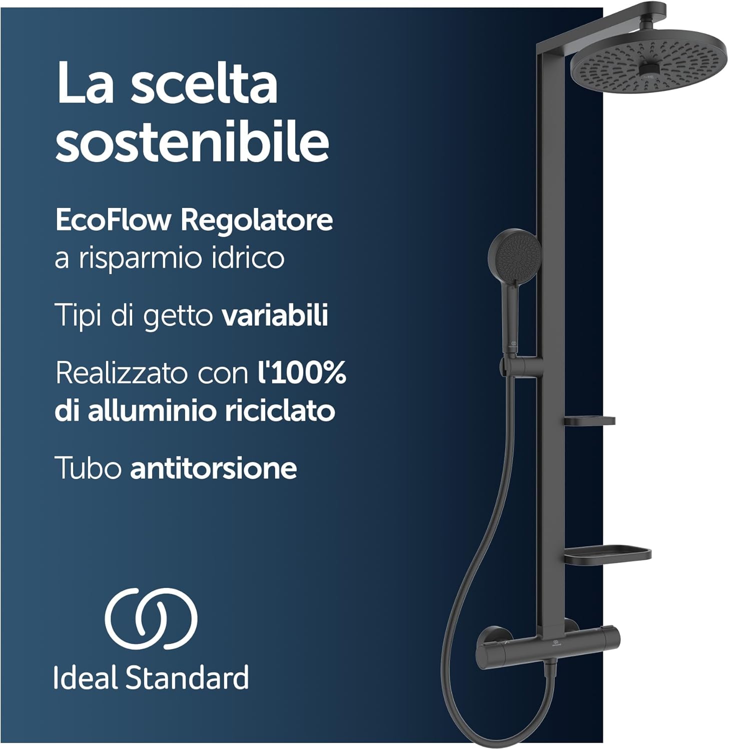 Thumbnail 1 de Ceratherm Alu+ Colonna doccia di Ideal Standard: stile moderno, risparmio idrico e sicurezza per tutta la famiglia