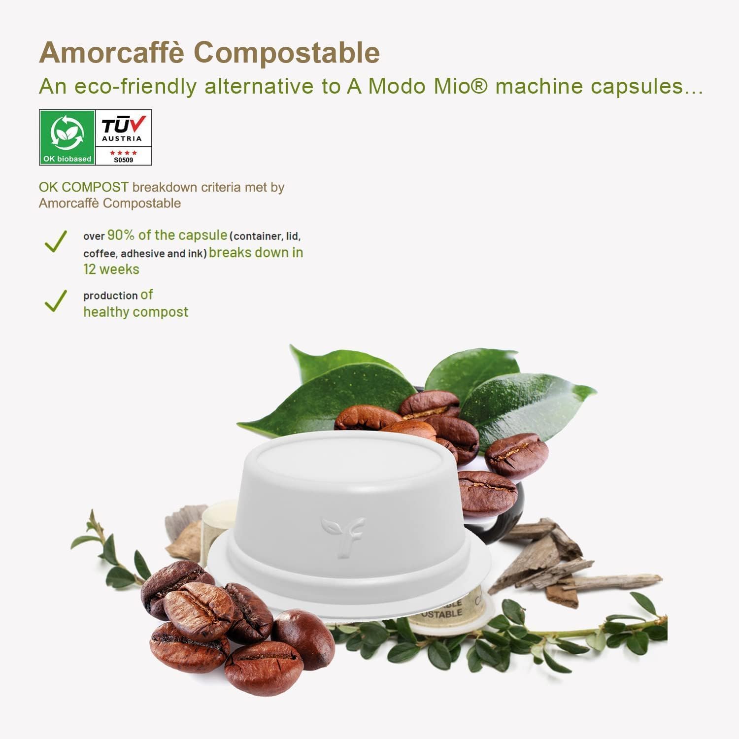 Detalle de Amorcaffe 100 Compostable Capsules for Lavazza A Modo Mio – Colombia Taste