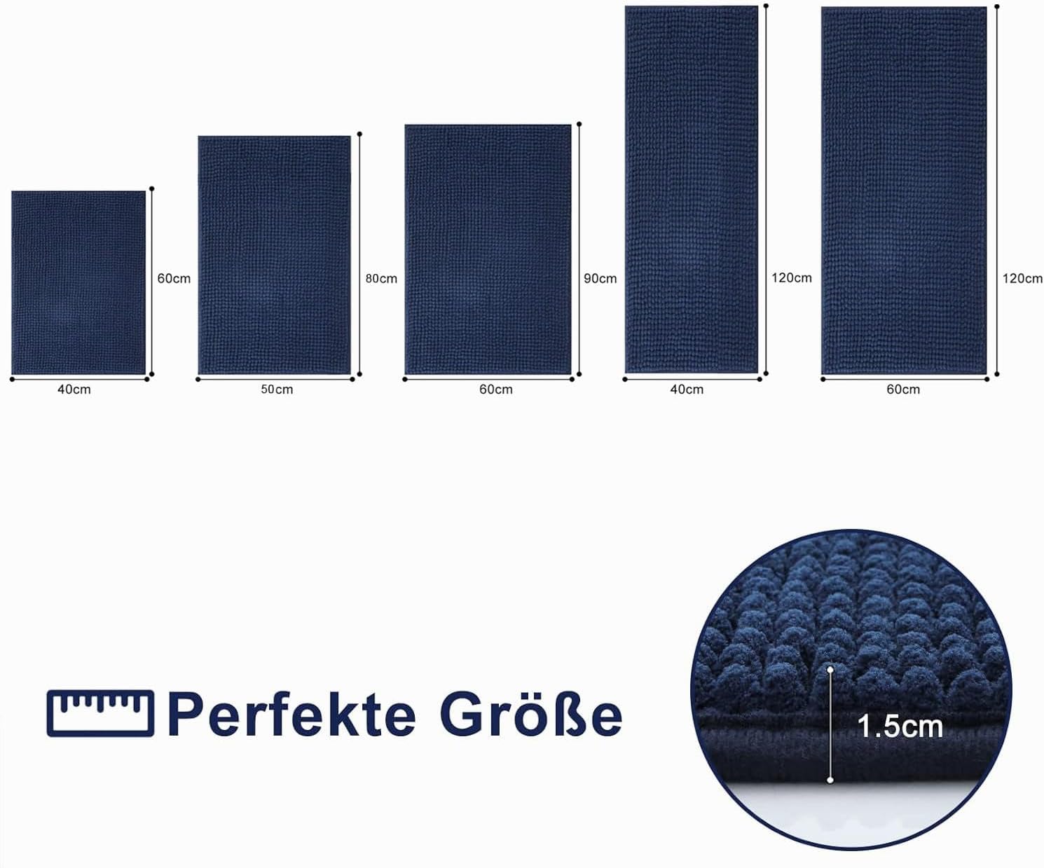 Thumbnail 5 de Homaxy Chenille Badematte mit 50x80 cm