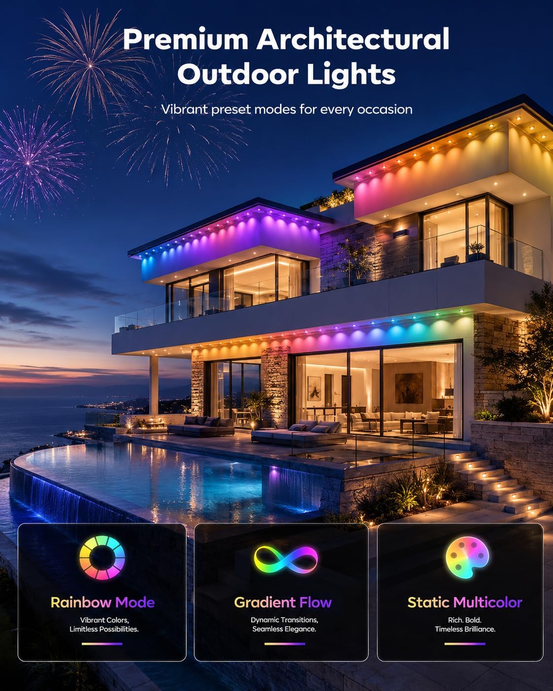 Detalle de Permanent Outdoor Lights 150 ft