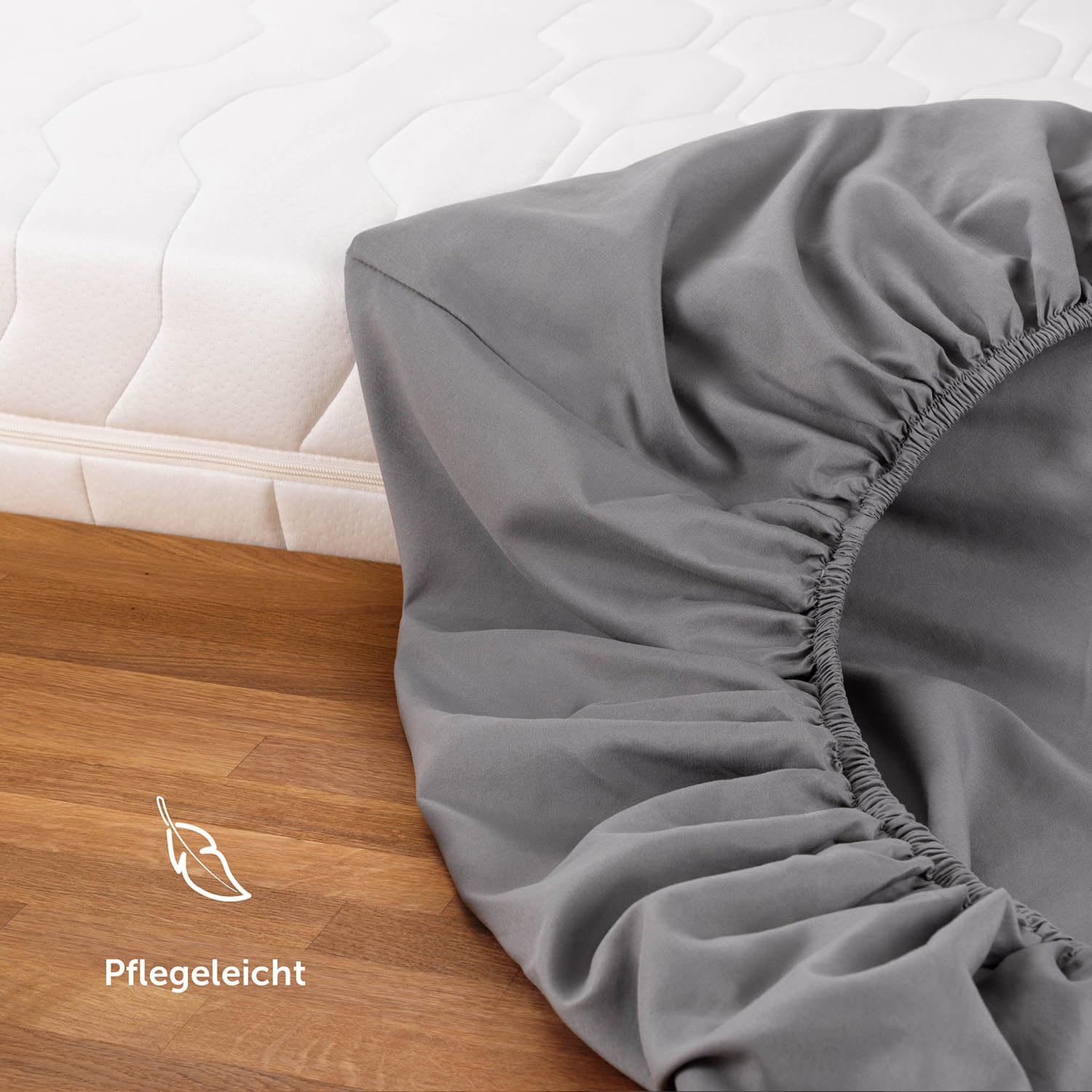 Thumbnail 4 de Blumtal Spannbettlaken 200x200 cm aus Microfaser – Grau, OEKO-TEX zertifiziert