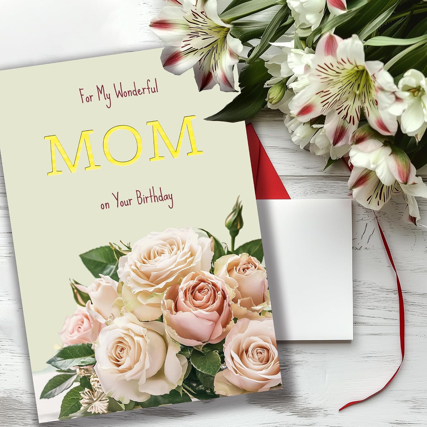 Thumbnail 6 de TzenvoGift Mom Birthday Card, Floral Double-Layer Card with Gold Foil