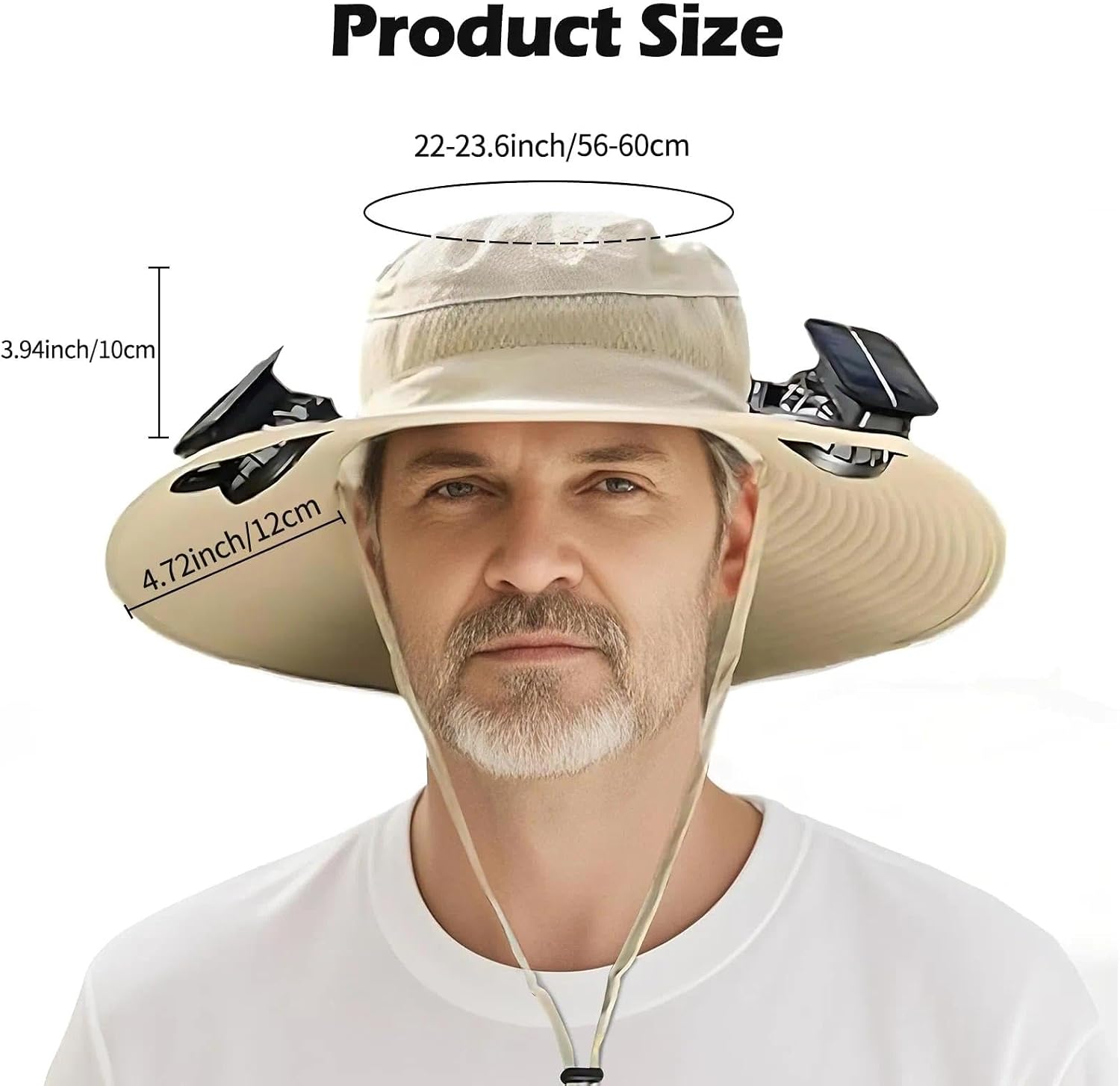 Detalle de FishTrip Wide Brim Solar Fan Hat: Outdoor Sun Hat with Dual Solar USB-Fan System