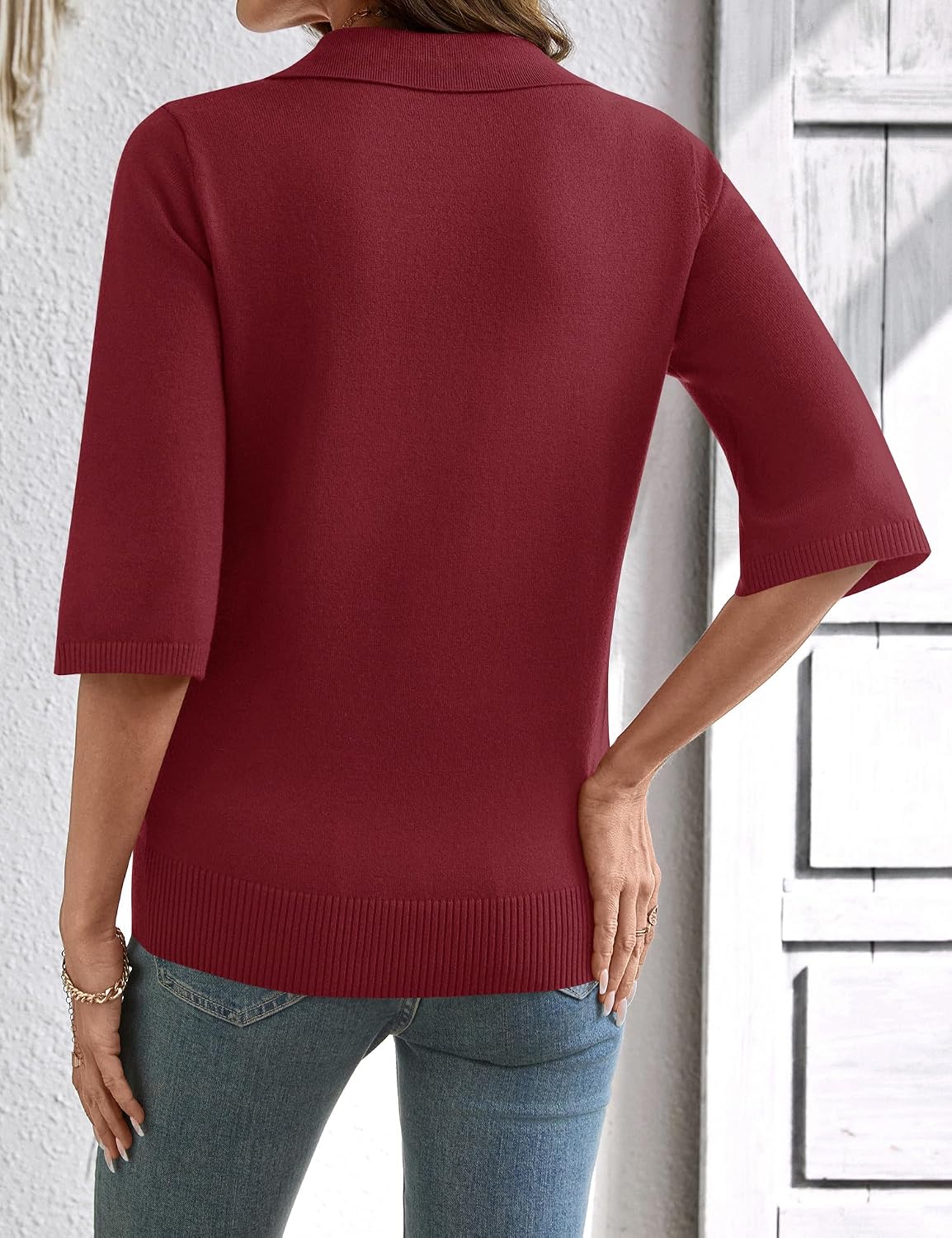 Thumbnail 5 de Rapbin Women's Polo Sweater with 3/4 Sleeves