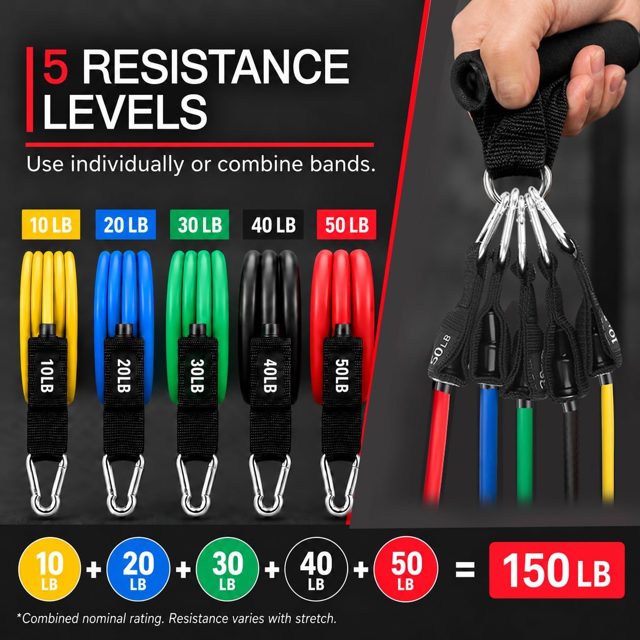 Detalle 1 de VEICK Resistance Bands 150 lbs set
