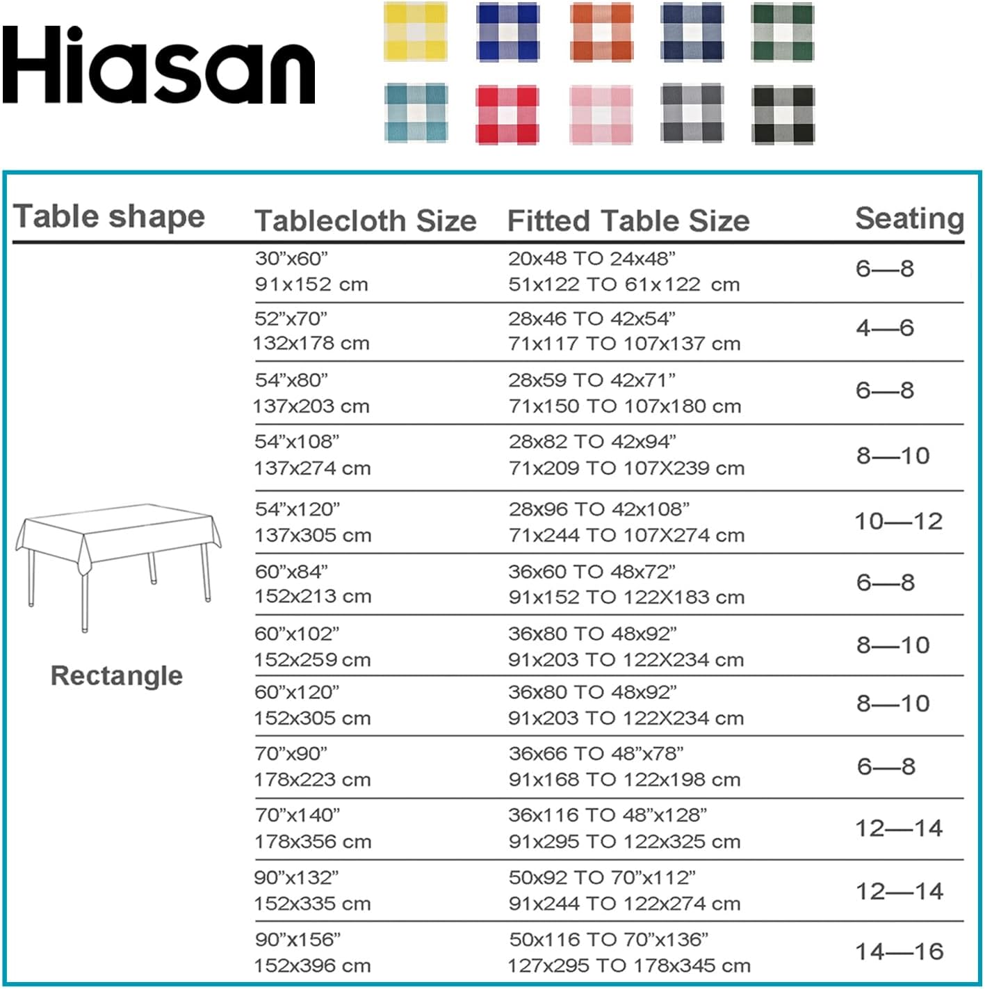 Detalle de Hiasan Waterproof Plaid Tablecloth (2-Pack) 54 x 108 in, Peach Pink & White