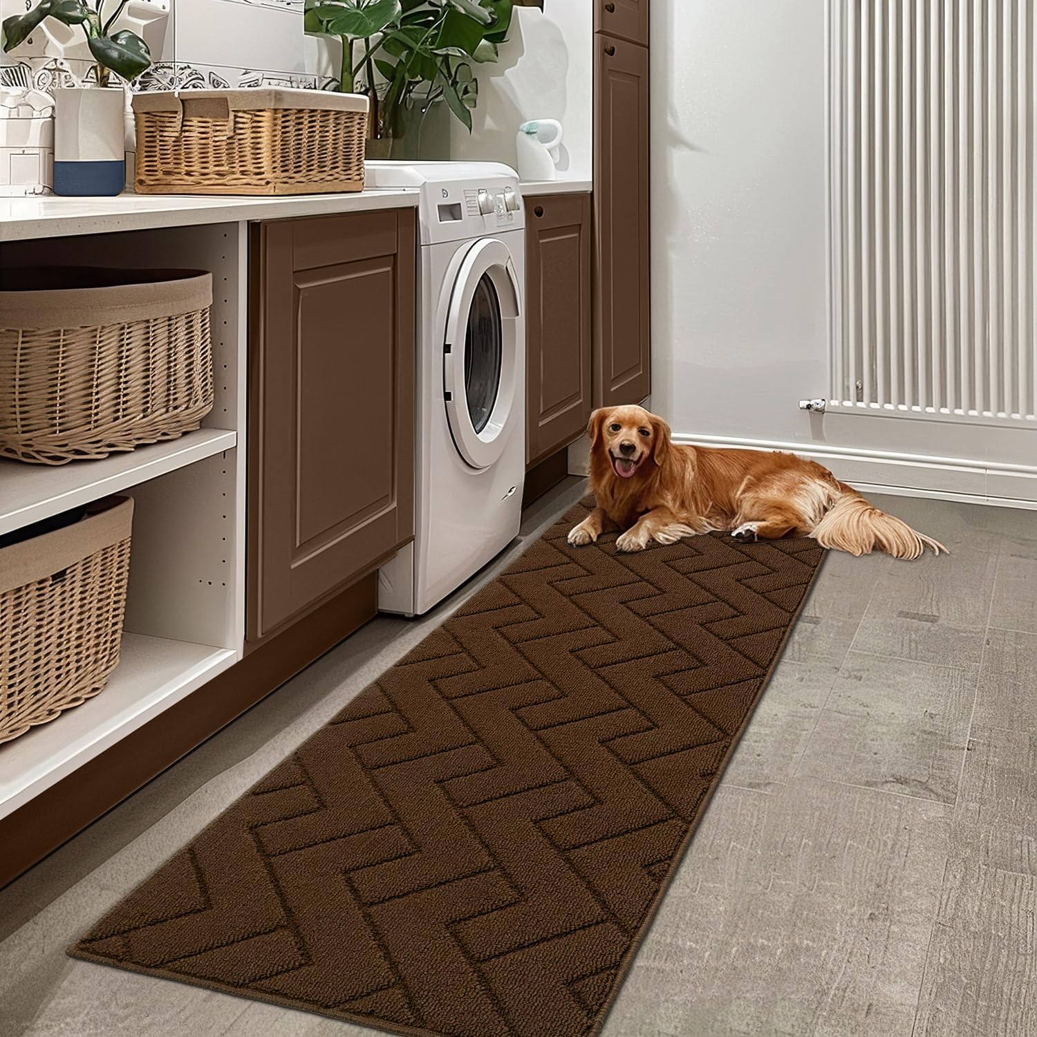 Thumbnail 3 de Biscpro Door Mat 50x150cm (Dark Brown) – Indoor washable, non-slip dirt-trapper