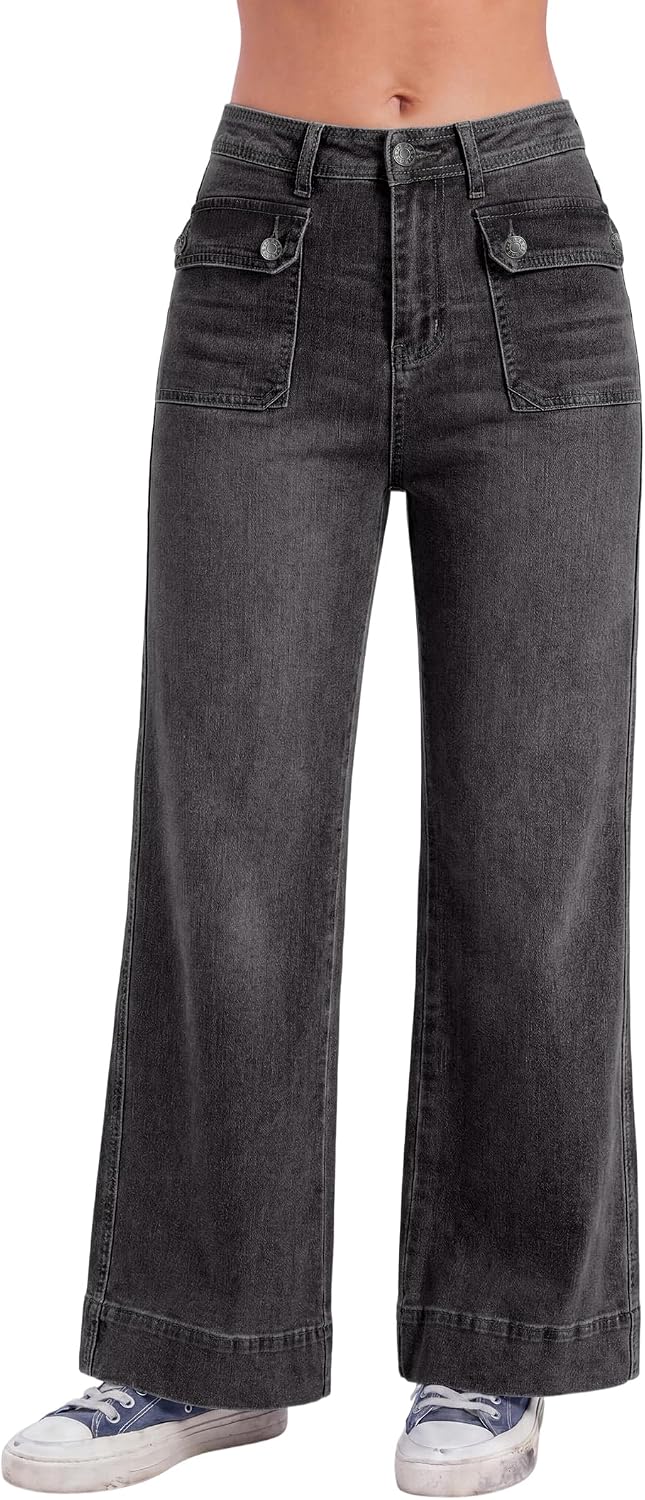 Thumbnail 6 de EMMIOL Women’s 2026 Wide-Leg Distressed Mid-Waist Jeans (Vintage Y2K Baggy Denim)