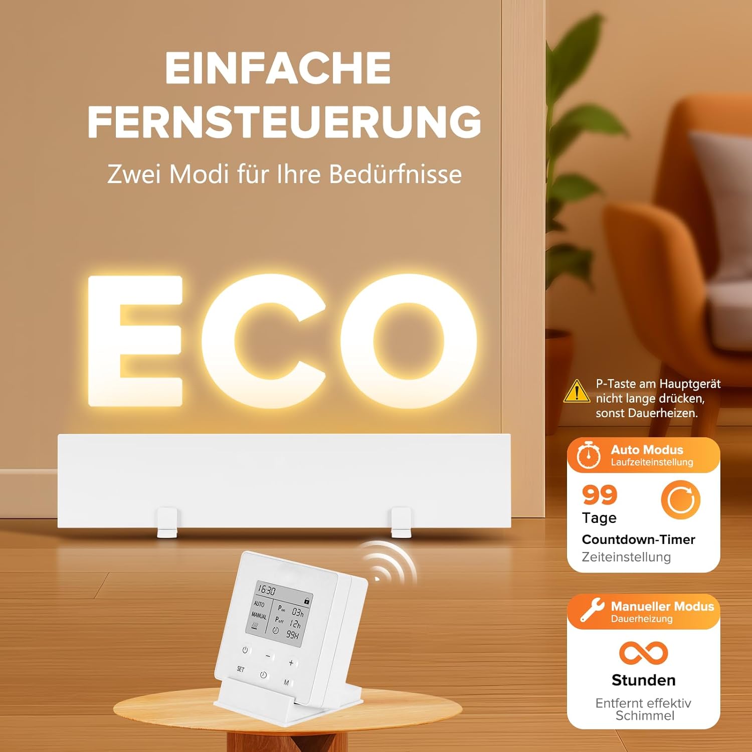 Detalle de Xnature XN-IC60 3er-Set Infrarot Anti-Schimmel-Heizung mit Smart Timer – schimmelfreie Wände & Bad