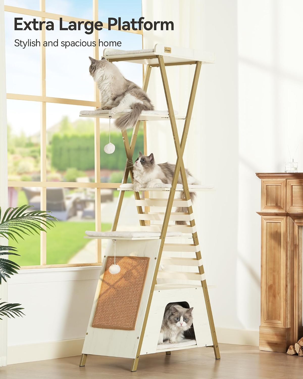 Detalle de FourFurPets Katzenbaum 184 cm für mehrere Katzen