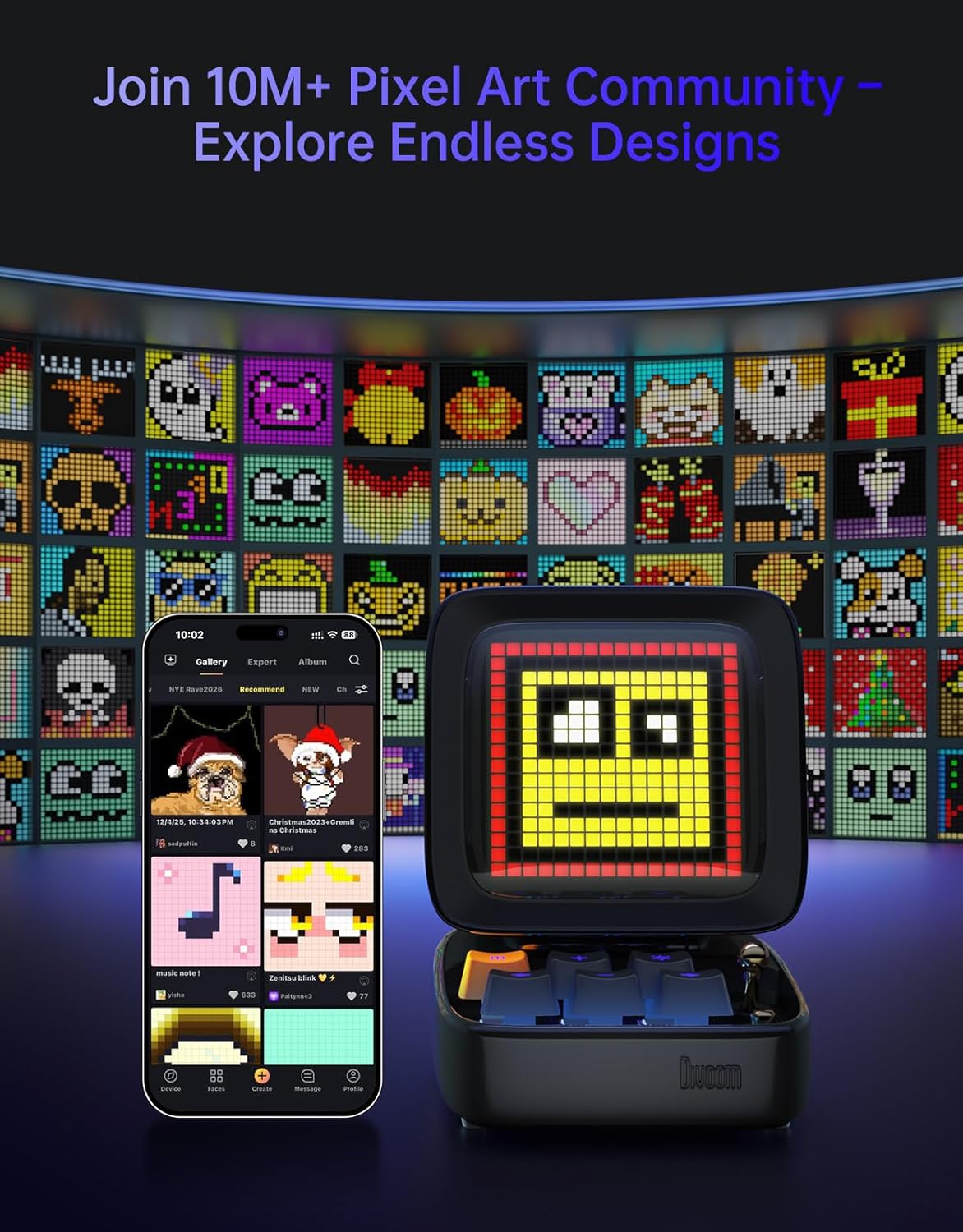 Detalle de Divoom Ditoo: Enceinte Bluetooth portable avec écran Pixel et clavier rétroéclairé
